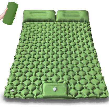 Extra-Wide Double Camping Air Mattress – Built-In Foot Pump