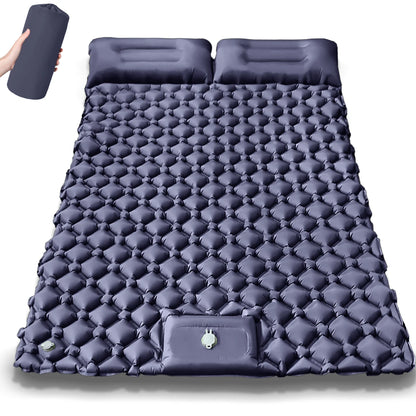 Extra-Wide Double Camping Air Mattress – Built-In Foot Pump