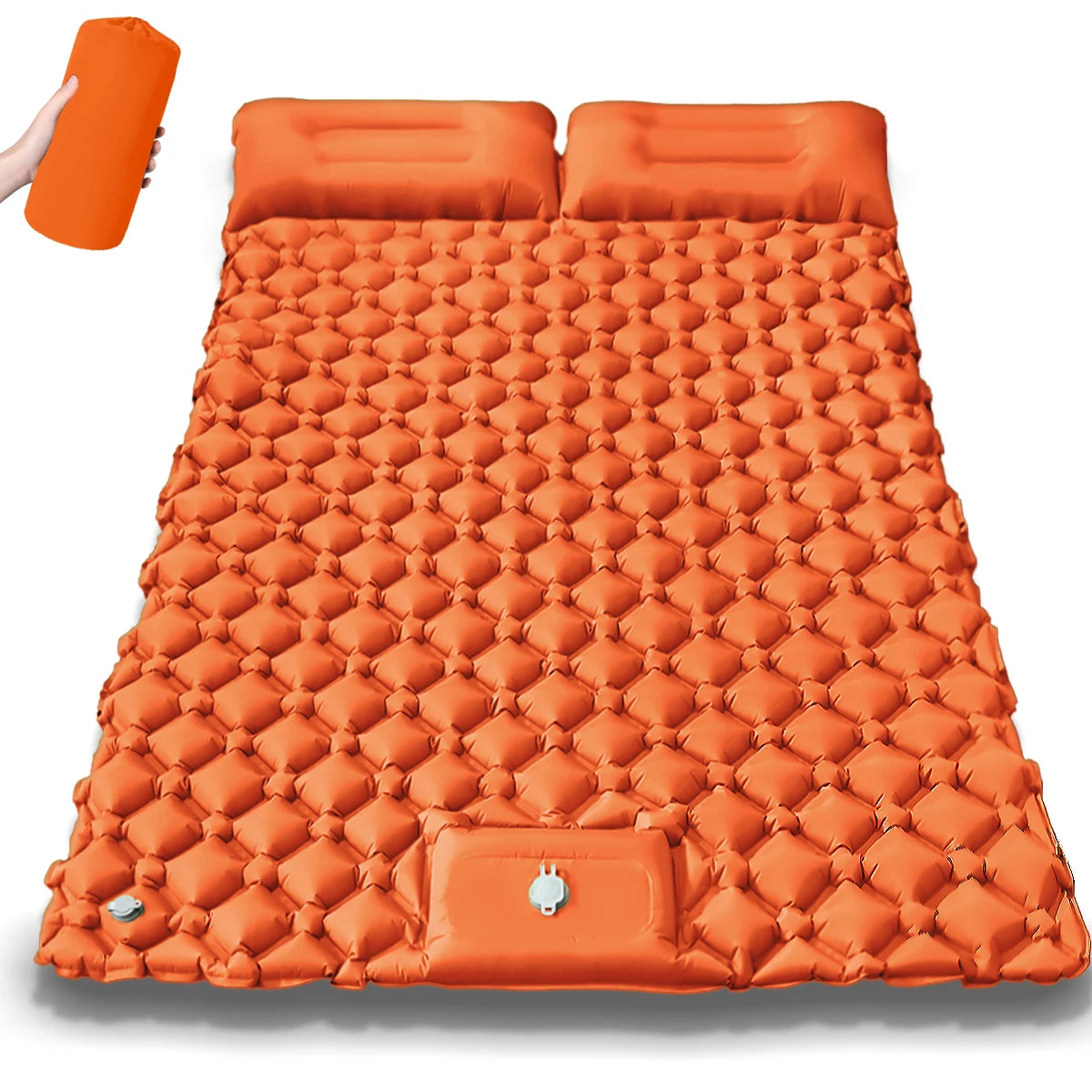 Extra-Wide Double Camping Air Mattress – Built-In Foot Pump
