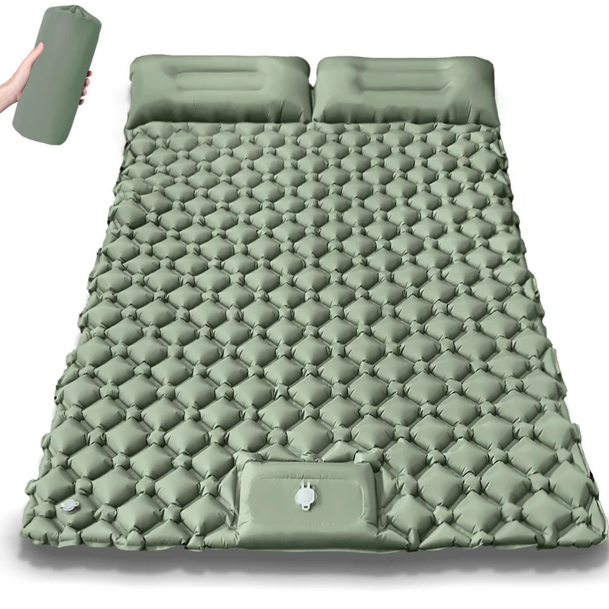 Extra-Wide Double Camping Air Mattress – Built-In Foot Pump