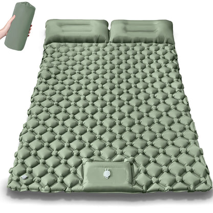 Extra-Wide Double Camping Air Mattress – Built-In Foot Pump