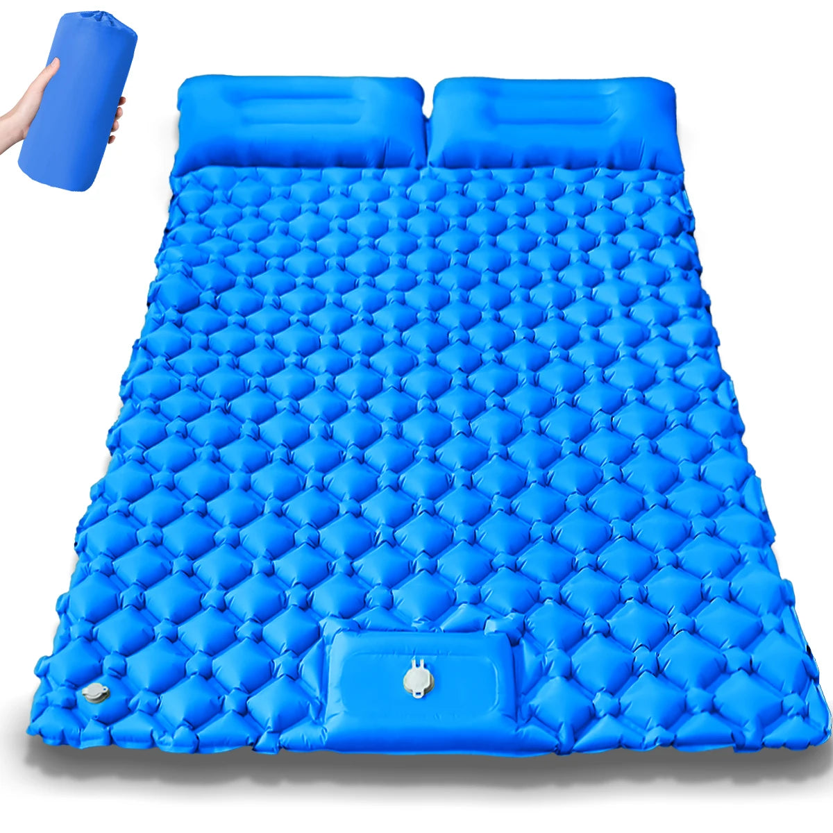 Extra-Wide Double Camping Air Mattress – Built-In Foot Pump