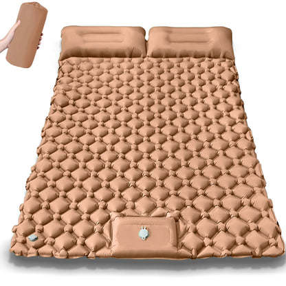 Extra-Wide Double Camping Air Mattress – Built-In Foot Pump