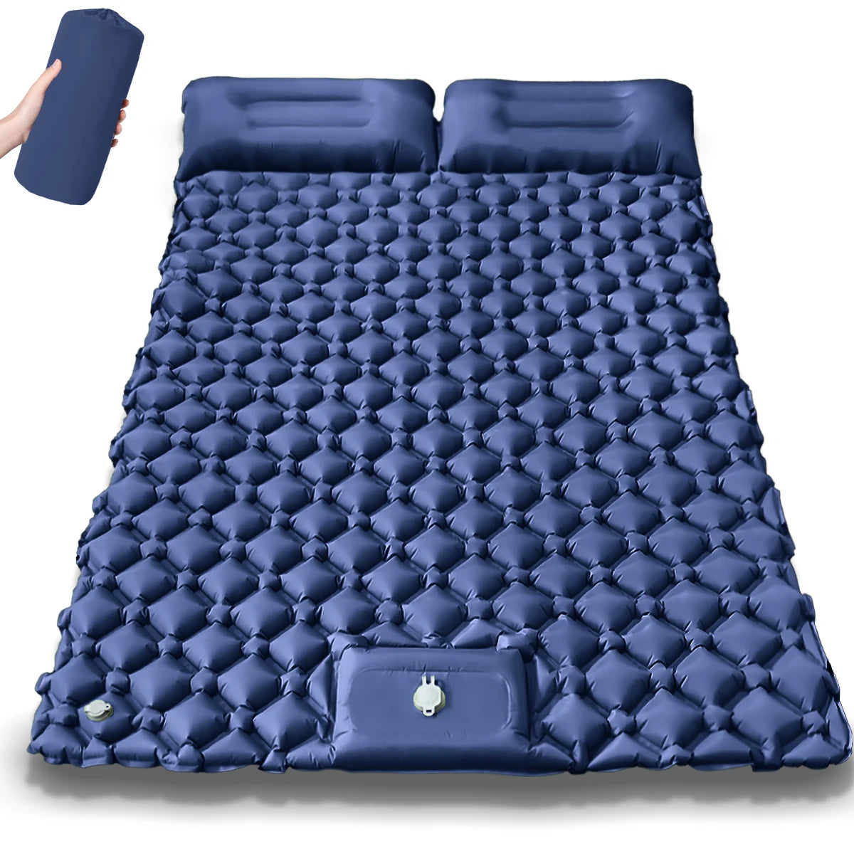 Extra-Wide Double Camping Air Mattress – Built-In Foot Pump